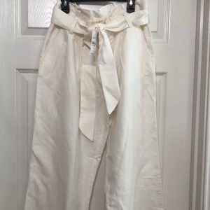 Loft linen blend wide leg pants whisper white sz 6